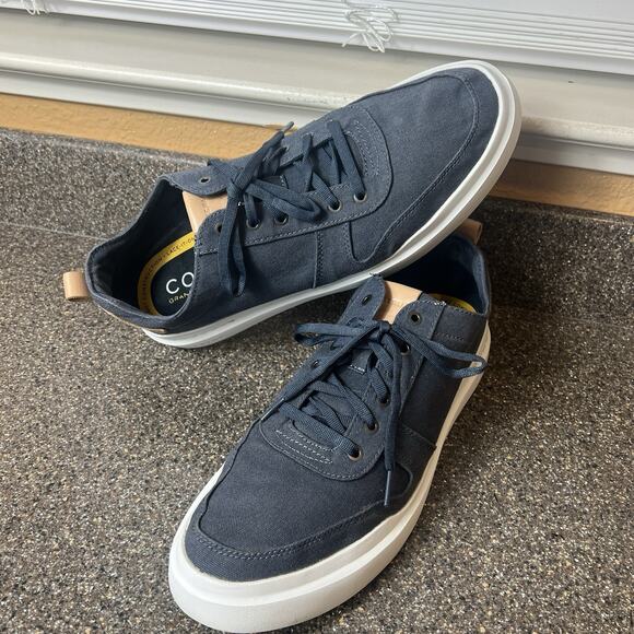 Cole Haan Grand 360 Mens Sz 13 M Shoes Blue Canvas Casual Comfort Sneaker Oxford - Picture 2 of 11